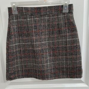 Plaid Mini Skirt - Black and Orange